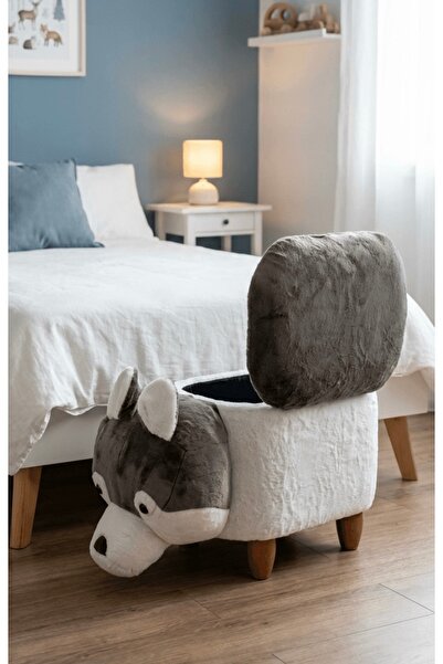 zooturak Sibirya Kurdu Figürlü Sandıklı Puf