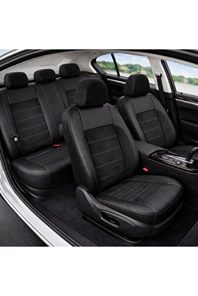 SMARTIC Huse scaune auto Smartic, Alcantara si Piele Ecologica S01, 11 piese,...