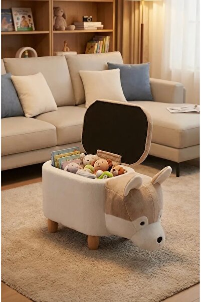 zooturak Sibirya Kurdu Figürlü Sandıklı Puf