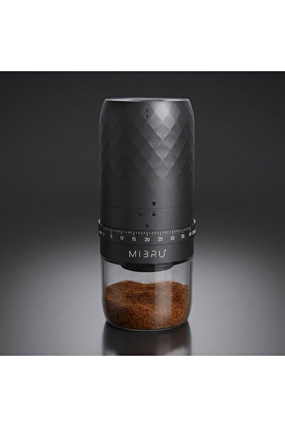 MIBRU مطحنة قهوة كهربائية محمولة قابلة لإعادة الشحن بمنفذ USB-C باللون الأسود
