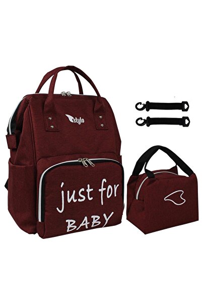 Stylo حقيبة العناية بالطفل المطبوعة من ستار تيام وحقيبة ترمس - لون بوردو ستاندرد