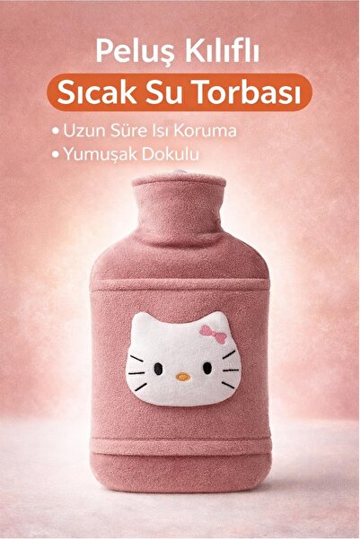 Kitchen Beauty Peluş Kılıflı Hello Kitty Emojili Sıcak Su Torbası 2 lt Cepli ...