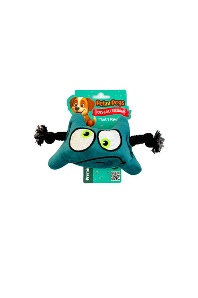 PetzzDogs لعبة مضغ للكلاب من القطيفة المتينة ذات عينين باللون الأزرق مقاس 19 ...