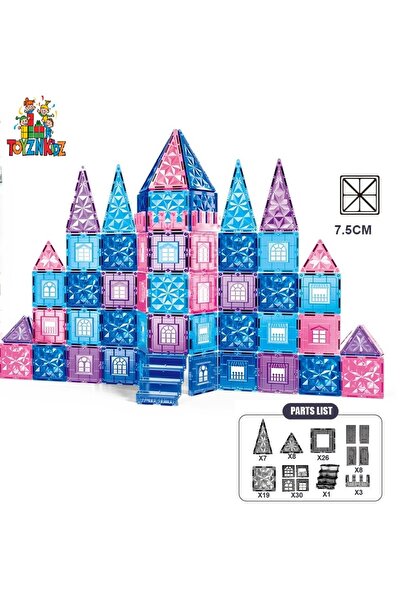 ToyznKidz 102 Parça Elmas Şato Manyetik Yapı Blokları-STEAM Eğitici Karo Oyun...