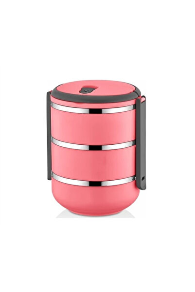 Penguen PNG-6002 Paslanmaz Yemek Termosu 3 Katlı Pembe - sefer tası