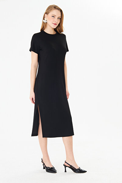 Sortie Collection Rochie de damă din modal cu decolteu rotund și șliț lateral...