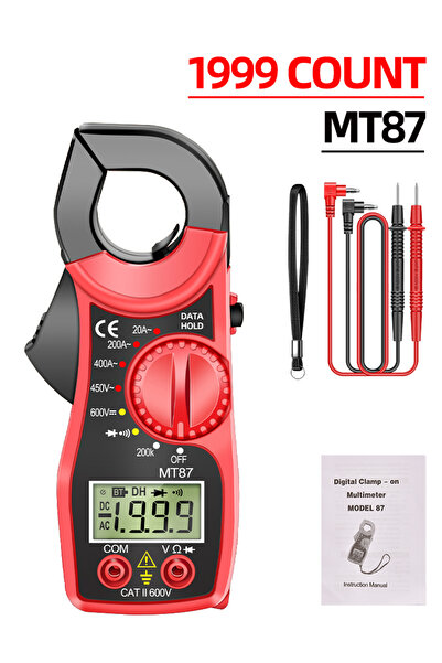 ANENG مقياس التيار المتردد/المستمر المحمول MT87، مزود بمشبك أحمر، و1999 عداد.