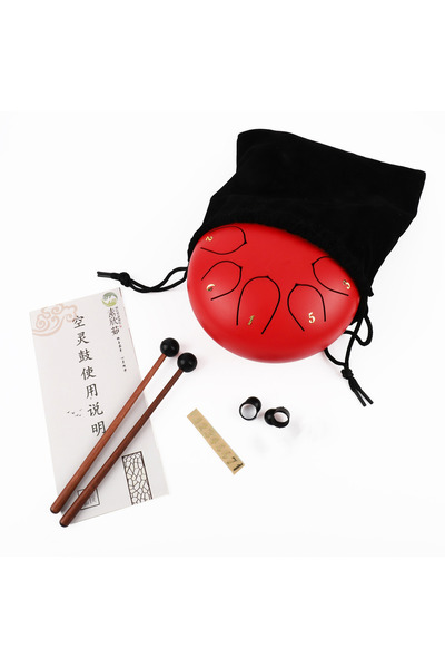 JWIN JTN-68 6 Inç 8 Ses Ton Çelik Handpan Tongue Drum Davulu - Kırmızı
