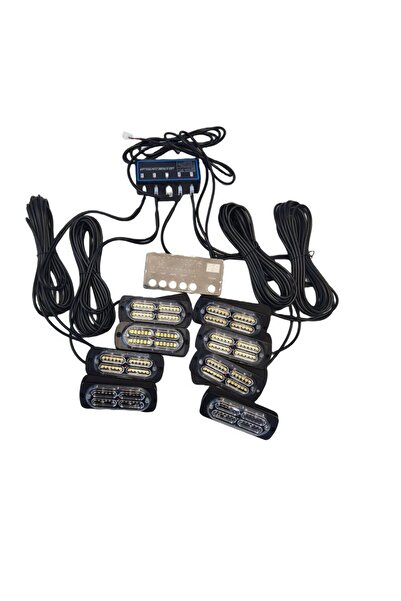 Space 17 fonksiyonlu çakar lamba 12-30v 24 led 8 adet kırmızı*mavi set / LAPA548