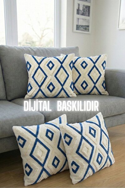 Hayal Dekoratif Punch Nakış Desen 3D Dijital Baskılı Mavi Renkli Nakış Üçgen ...