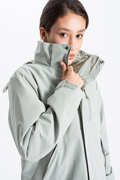 Ecrou Women's Coat with Chest Pocket and Fleece Lining Mint