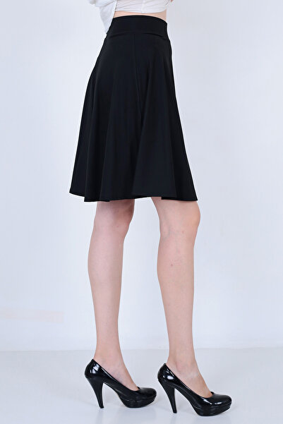 WAYS Kadın Siyah Kloş Etek Modern & Zarif Tasarım Dalgıç Kumaş
