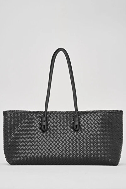Novamiy Knitted Textured Zippered Tote Hand and Shoulder Bag