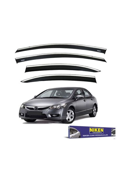 Niken Honda civic fd6 uyumlu cam rüzgarlığı kromlu 2007+