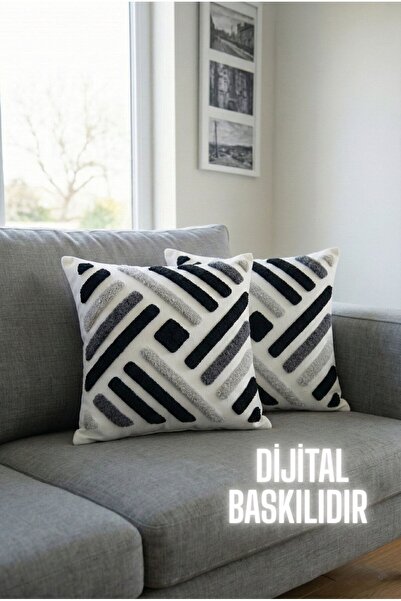 Hayal Dekoratif Punch Nakış Desenli 3D Dijital Baskılı Geometrik Desenli Beya...