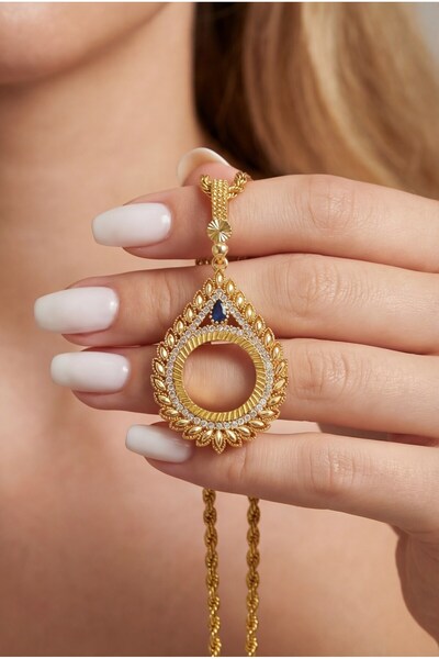 FerizZ Çeyrek Çerçeveli Kolye Ucu Altın Kaplama TGR-678