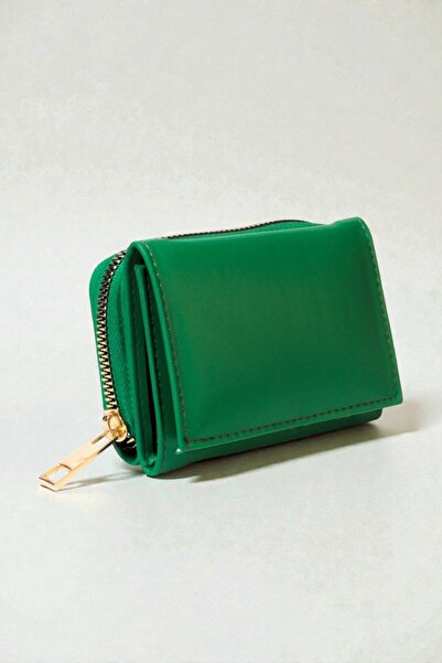 dericom Yeşil Kadın Mini Fermuarlı Cüzdan – Kart & Bozuk Para Bölmeli, Günlük...