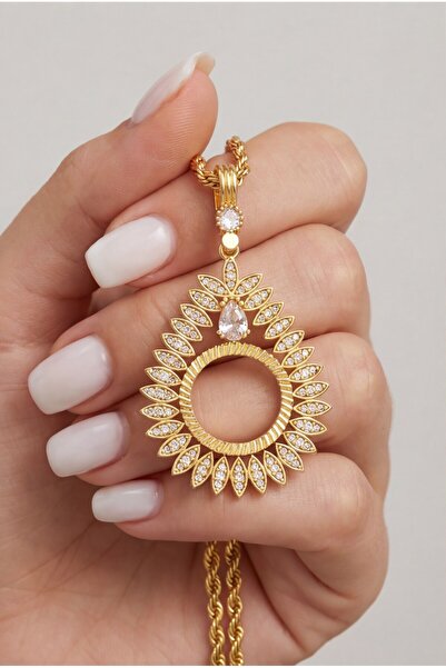 FerizZ Çeyrek Çerçeveli Kolye Ucu Altın Kaplama TGR-676