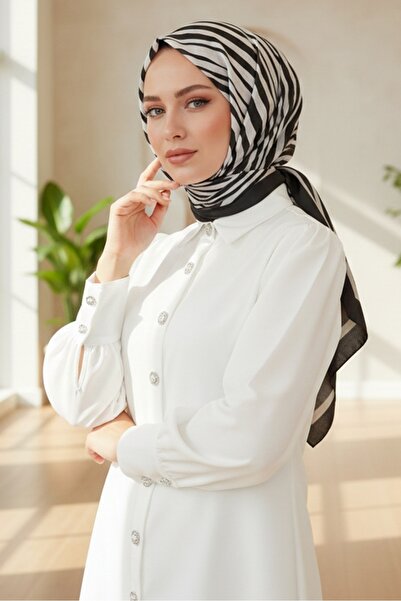 Bestenur وشاح ناعم منقوش باللون البيج 1173