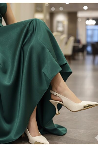 Gold Step Goldstep Beige Gold Detail Elegant Heel Shoes