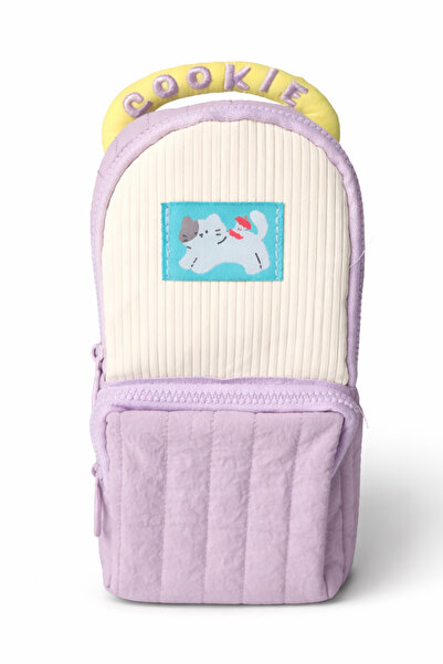 Ecrou Cookie Embroidered Vertical Pencil Case Lilac
