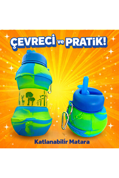 Two Two 550ml Collapsible Silicone Water Bottle Kids-Student-Sports-School Sa...