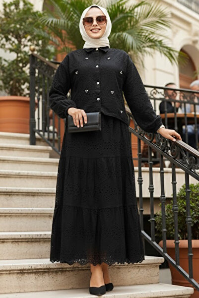 Neva Style طقم مكون من قطعتين مع تنورة حجاب سوداء من الدانتيل 14271S