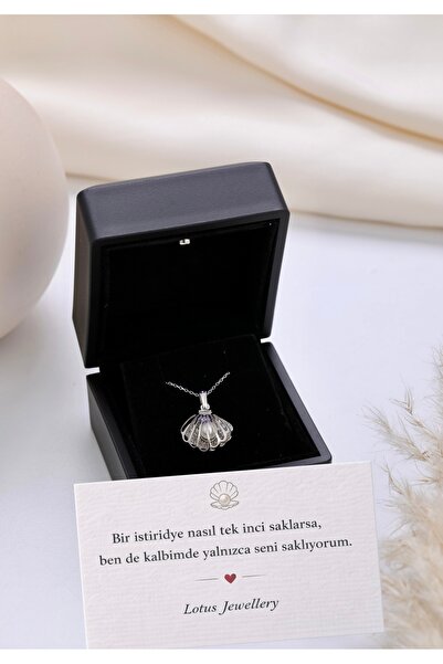 LOTUS JW Işıklı Kolye Kutulu Gümüş İstiridye Kolye | 925 Ayar Gümüş Kolye