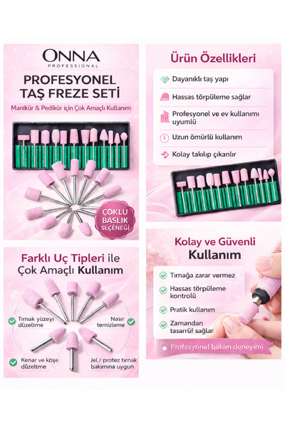 Genel Markalar Kuvars Freze Ucu Seti Profesyonel Protez Tırnak Jel Tırnak Man...