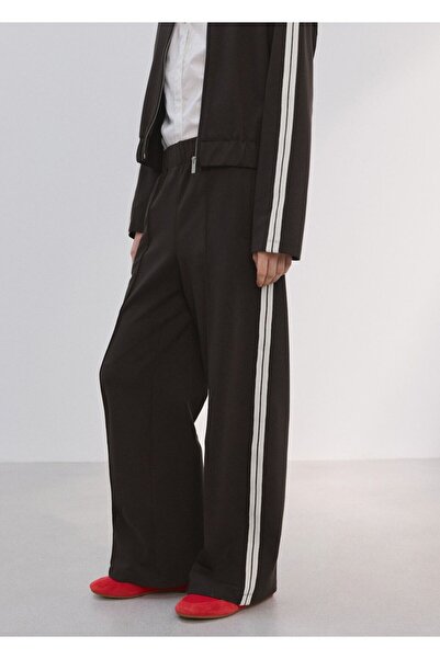 MANGO Woman Kontrast şeritli düz kesim pantolon