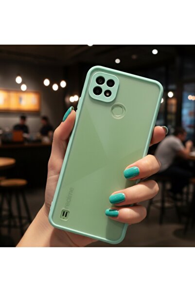 AKSEFİZZ Realme C21 Uyumlu Kılıf Mat Buzlu Şeffaf Ince Tasarımlı Kapak