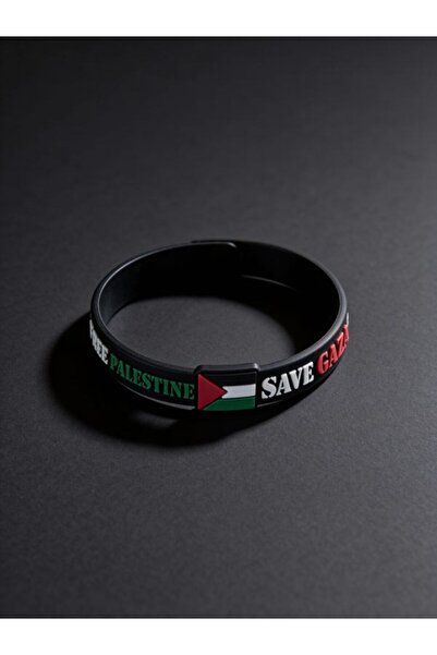 Zaytoon سوار معصم مطاطي للجنسين قابل للتعديل برائحة عطرية سوداء بتصميم فلسطين...