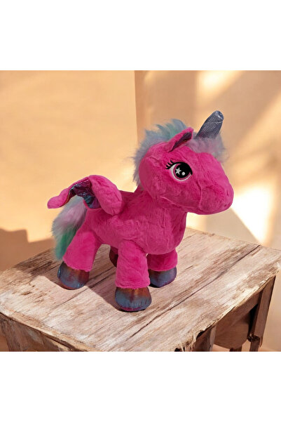feys shop Sevimli Unicorn Pelüş Boynuzlu Oyuncak At - Kanatlı Yumuşak Uyku Ar...