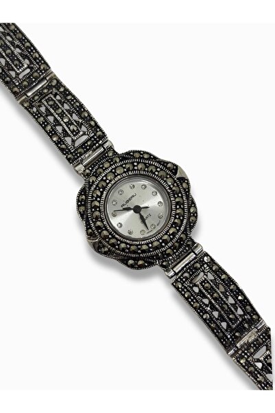 oya silver ساعة فضية بحجر المركزيت [UDG9934]