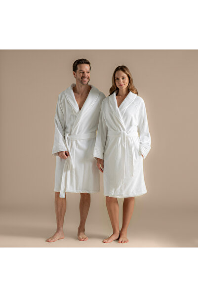 Chakra Mıska Unısex Bornoz Beyaz