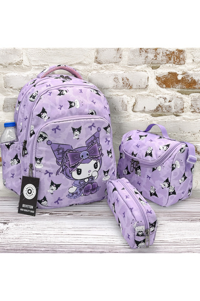 Bevitton Set de 3 geanți de școală primară liliac Costum cu model de caracter...
