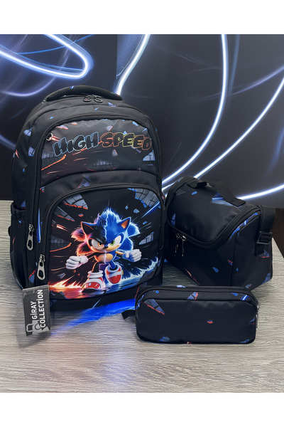 MegiHero Character Patterned Primary School Bag Boy's Primary School Bag Black