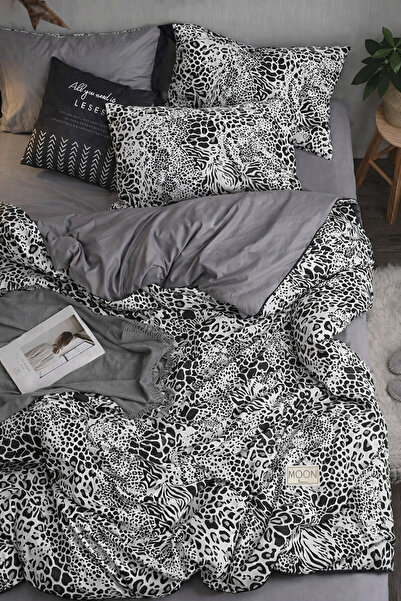 İQON Elastic Sheet Bedding Set Double Size Python Black