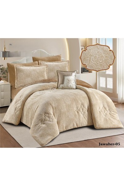 ALMIAAD طقم مفرش نفرين صيفي دانتيل راقي وجودة عالية 8 قطع مقاس 240*260 سم