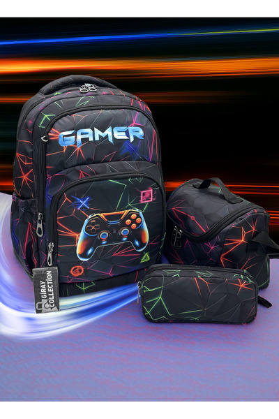 MegiHero Character Patterned Primary School Bag Boy's Primary School Bag Blac...