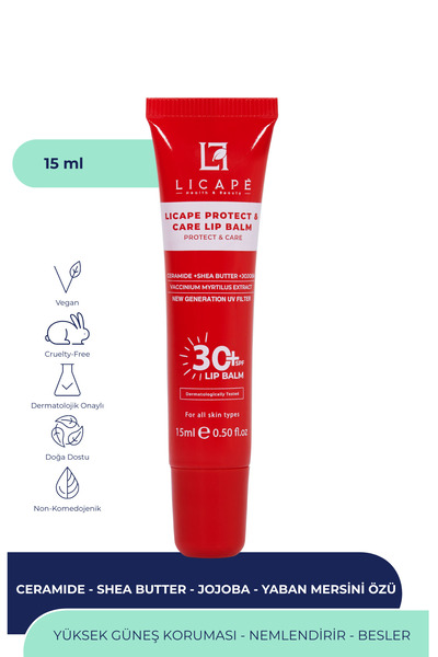 Licape SPF 30 Koruyucu ve Nemlendirici Dudak Balmı | Renksiz