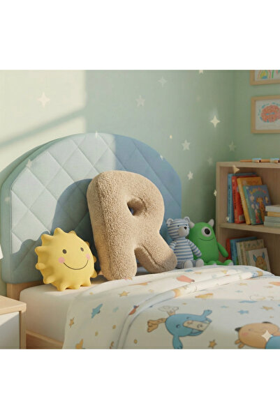 pufftable وسادة مزخرفة من القطيفة على شكل حرف R، قماش تيدي بلون كريمي، مقاس ك...