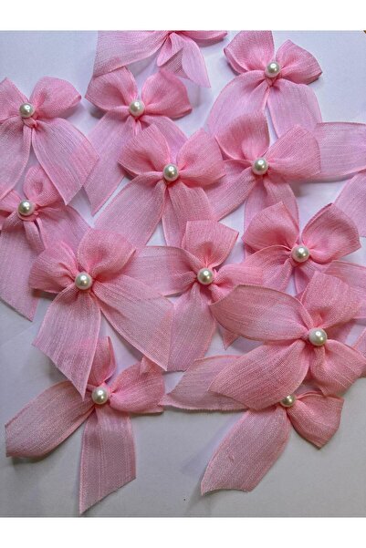 Kara Art İncili Pembe Keten Kurdele Hazır Fiyonk -- 20 Adet