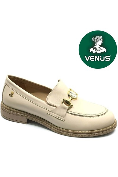 Venüs Turdus Genuine Leather Orthopedic Women's Casual Ballerina Shoes Beige