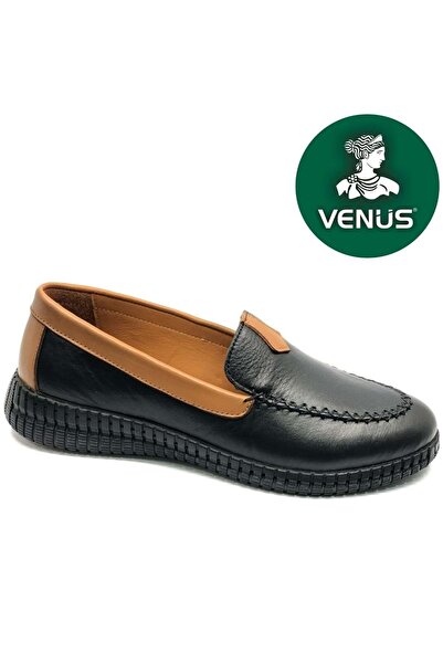 Venüs Emdidona Genuine Leather Orthopedic Women's Casual Ballerina Shoes Black