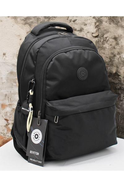 Bevitton حقيبة ظهر مدرسية من القماش الأسود المقاوم للماء مقاس 2200 للجنسين