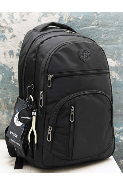 Bevitton Водоустойчива унисекс ученическа раница от плат, черна 1800