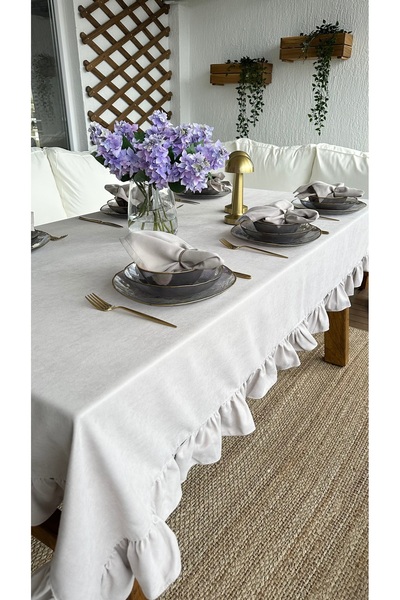 Decamor home Кадифена текстурирана винтидж камък с набори - светлобежова прав...