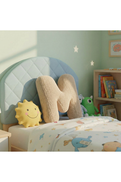 pufftable وسادة قطيفة على شكل حرف M، وسادة زخرفية، قماش تيدي خروف، مقاس كبير