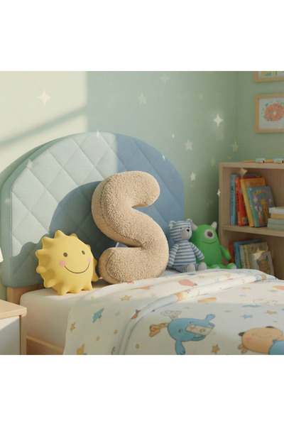 pufftable وسادة حرف S قطيفة، وسادة زخرفية، قماش تيدي خروف، مقاس كبير